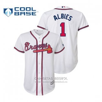 Camiseta Beisbol Nino Atlanta Braves Ozzie Albies Cool Base Primera Blanco