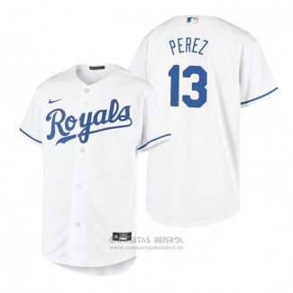 Camiseta Beisbol Nino Kansas City Royals Salvador Perez Replica Primera Blanco