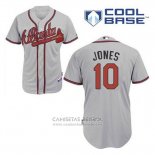 Camiseta Beisbol Hombre Atlanta Braves 10 Chipper Jones Gris Cool Base