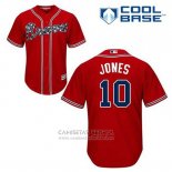 Camiseta Beisbol Hombre Atlanta Braves 10 Chipper Jones Rojo Alterno Cool Base