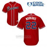 Camiseta Beisbol Hombre Atlanta Braves 22 Nick Markakis Rojo Alterno Cool Base