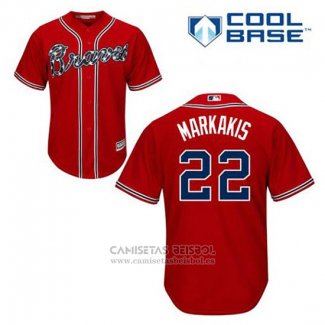 Camiseta Beisbol Hombre Atlanta Braves 22 Nick Markakis Rojo Alterno Cool Base