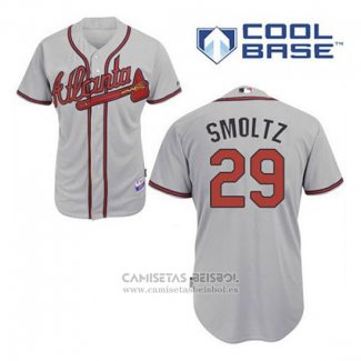 Camiseta Beisbol Hombre Atlanta Braves 29 John Smoltz Gris Cool Base