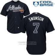 Camiseta Beisbol Hombre Atlanta Braves 3 Dansby Swanson Azul Cool Base
