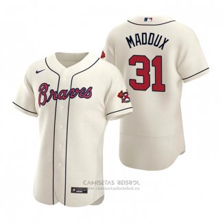 Camiseta Beisbol Hombre Atlanta Braves Greg Maddux Autentico 2020 Alterno Crema