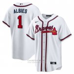 Camiseta Beisbol Hombre Atlanta Braves Ozzie Albies Primera Replica Blanco
