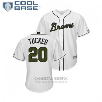 Camiseta Beisbol Hombre Atlanta Braves Preston Tucker 2018 Dia de los Caidos Cool Base Blanco