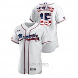 Camiseta Beisbol Hombre Atlanta Braves Sean Newcomb 2020 Stars & Stripes 4th of July Blanco