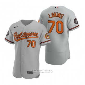 Camiseta Beisbol Hombre Baltimore Orioles Travis Lakins Autentico Gris