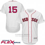 Camiseta Beisbol Hombre Boston Red Sox 15 Dustin Pedroia Blanco Flex Base Autentico Collection