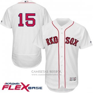 Camiseta Beisbol Hombre Boston Red Sox 15 Dustin Pedroia Blanco Flex Base Autentico Collection