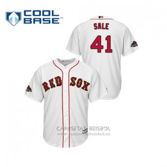 Camiseta Beisbol Hombre Boston Red Sox Chris Sale 2019 Gold Program Cool Base Blanco