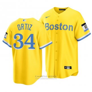 Camiseta Beisbol Hombre Boston Red Sox David Ortiz 2021 City Connect Replica Oro