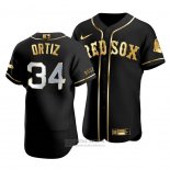 Camiseta Beisbol Hombre Boston Red Sox David Ortiz Golden Edition Autentico Negro