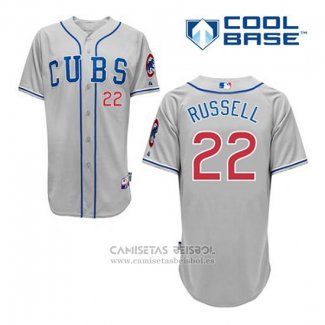 Camiseta Beisbol Hombre Chicago Cubs 22 Addison Russell Gris Alterno Cool Base