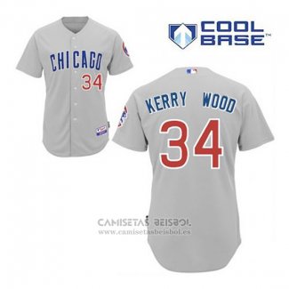 Camiseta Beisbol Hombre Chicago Cubs 34 Kerry Wood Gris Cool Base