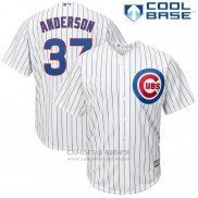 Camiseta Beisbol Hombre Chicago Cubs 37 Brett Anderson Blanco Cool Base