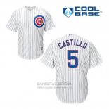 Camiseta Beisbol Hombre Chicago Cubs 5 Welington Castillo Blanco Primera Cool Base