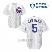 Camiseta Beisbol Hombre Chicago Cubs 5 Welington Castillo Blanco Primera Cool Base