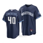 Camiseta Beisbol Hombre Chicago Cubs Willson Contreras 2021 City Connect Replica Azul