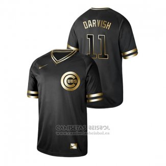 Camiseta Beisbol Hombre Chicago Cubs Yu Darvish 2019 Golden Edition V Neck Negro