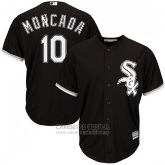 Camiseta Beisbol Hombre Chicago White Sox Yoan Moncada 10 Negro Replica Jugador