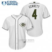 Camiseta Beisbol Hombre Cincinnati Reds 4 Scooter Gennett Blanco 2018 Alterno Cool Base