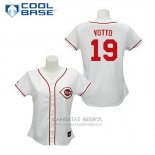 Camiseta Beisbol Hombre Cincinnati Reds Joey Votto 19 Blanco Cool Base