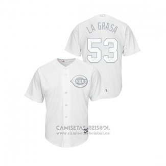 Camiseta Beisbol Hombre Cincinnati Reds Wandy Peralta 2019 Players Weekend La Grasa Replica Blanco