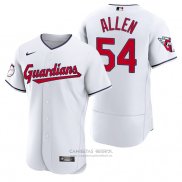 Camiseta Beisbol Hombre Cleveland Guardians Logan Allen Autentico Primera Blanco