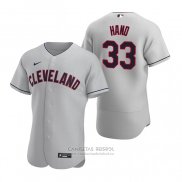 Camiseta Beisbol Hombre Cleveland Indians Brad Hand Autentico 2020 Road Gris