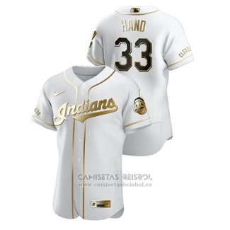 Camiseta Beisbol Hombre Cleveland Indians Brad Hand Golden Edition Autentico Blanco