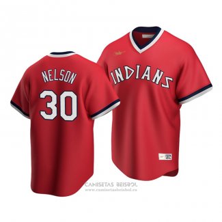Camiseta Beisbol Hombre Cleveland Indians Kyle Nelson Cooperstown Collection Road Rojo