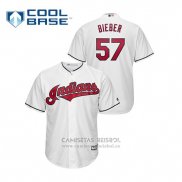 Camiseta Beisbol Hombre Cleveland Indians Shane Bieber Cool Base Blanco