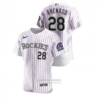 Camiseta Beisbol Hombre Colorado Rockies Nolan Arenado Authentic Blanco