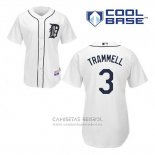 Camiseta Beisbol Hombre Detroit Tigers Alan Trammell 3 Blanco Primera Cool Base