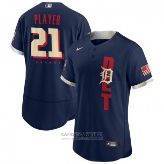 Camiseta Beisbol Hombre Detroit Tigers Personalizada 2021 All Star Autentico Azul