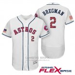 Camiseta Beisbol Hombre Houston Astros 2017 Estrellas y Rayas Alex Bregman Blanco Flex Base