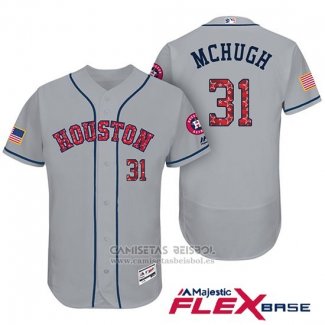 Camiseta Beisbol Hombre Houston Astros 2017 Estrellas y Rayas Collin Mchugh Gris Flex Base