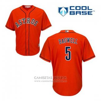 Camiseta Beisbol Hombre Houston Astros Jeff Bagwell 5 Naranja Alterno Cool Base