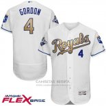 Camiseta Beisbol Hombre Kansas City Royals Alex Gordon World Series Campeones Oro Blanco Flex Base