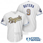 Camiseta Beisbol Hombre Kansas City Royals Campeones 9 Drew Butera Cool Base Oro