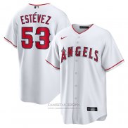 Camiseta Beisbol Hombre Los Angeles Angels Carlos Estevez Primera Replica Blanco