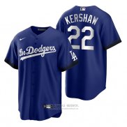 Camiseta Beisbol Hombre Los Angeles Dodgers Clayton Kershaw 2021 City Connect Replica Azul