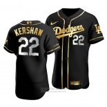 Camiseta Beisbol Hombre Los Angeles Dodgers Clayton Kershaw Golden Edition Autentico Negro