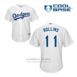 Camiseta Beisbol Hombre Los Angeles Dodgers Jimmy Rollins 11 Blanco Primera Cool Base