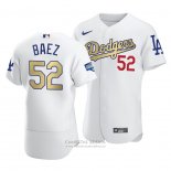 Camiseta Beisbol Hombre Los Angeles Dodgers Pedro Baez 2021 Gold Program Patch Autentico Blanco