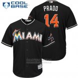 Camiseta Beisbol Hombre Miami Marlins 14 Martin Prado Negro 2017 Cool Base