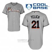 Camiseta Beisbol Hombre Miami Marlins Christian Yelich 21 Gris Cool Base