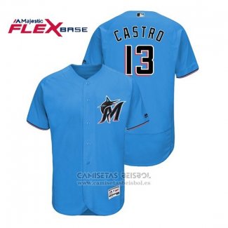 Camiseta Beisbol Hombre Miami Marlins Starlin Castro Flex Base Autentico Collection Alterno 2019 Azul